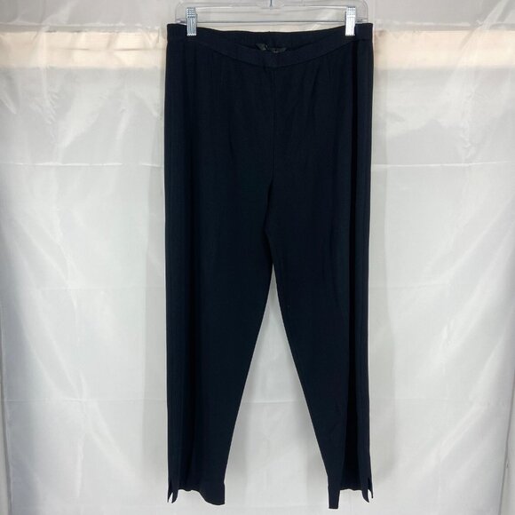 Ming Wang Women L Pull On Pant Black Ankle Tapered Leg Stretch Elastic Waist - Picture 1 of 10